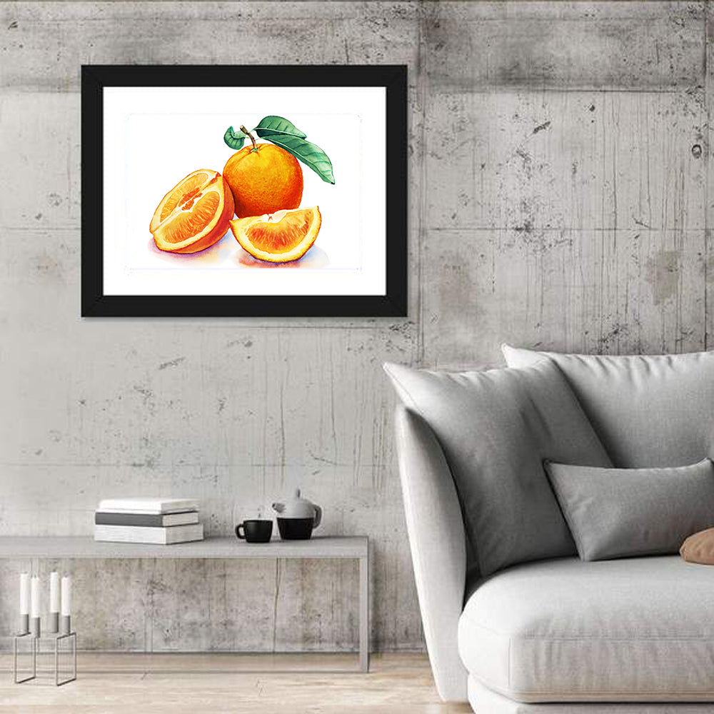 Watercolor Orange Still Life Wall Art