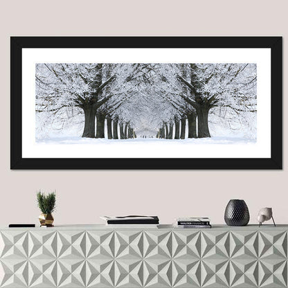Snow-covered Tree Alley Wall Art
