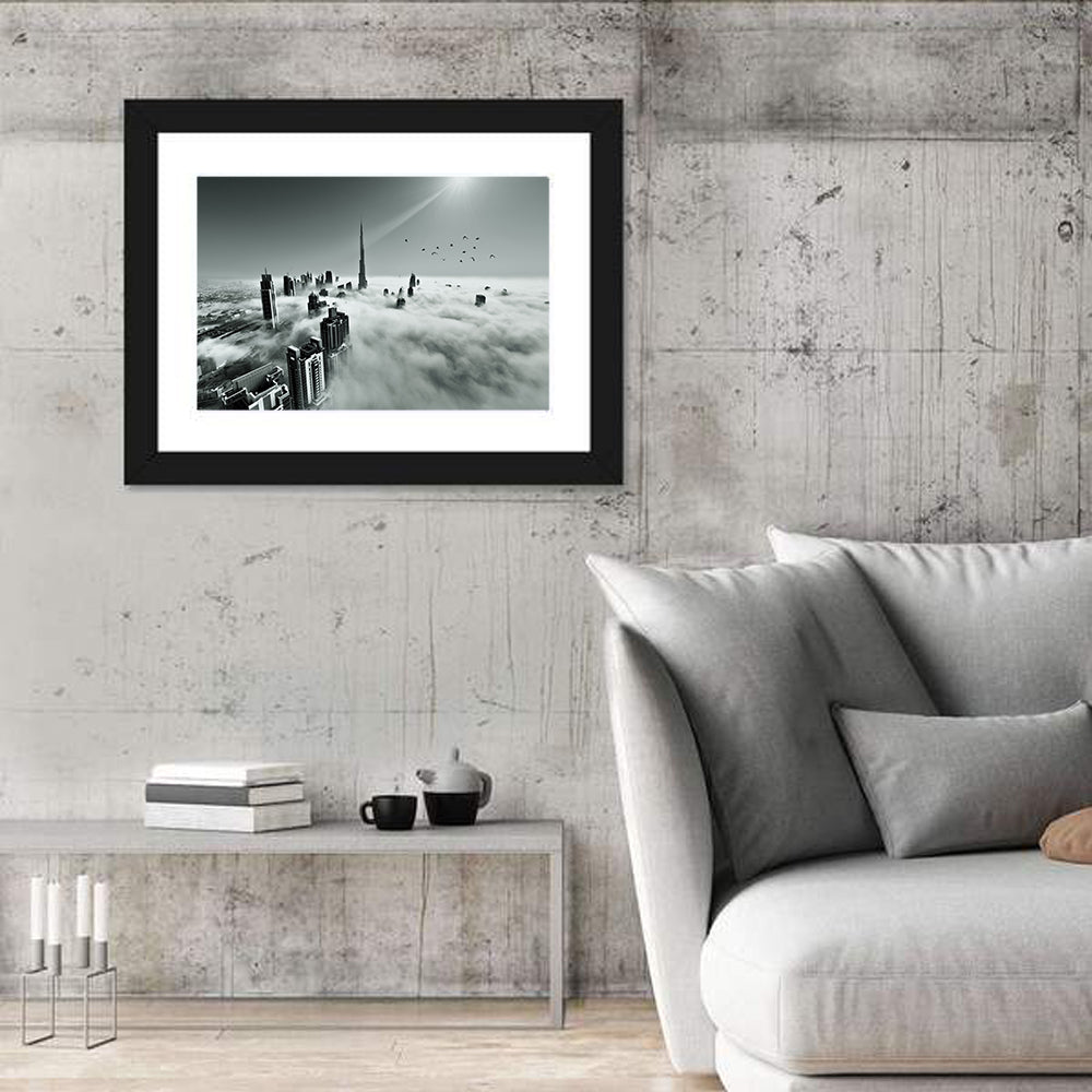 Burj Khalifa Rising Through Morning Fog Wall Art
