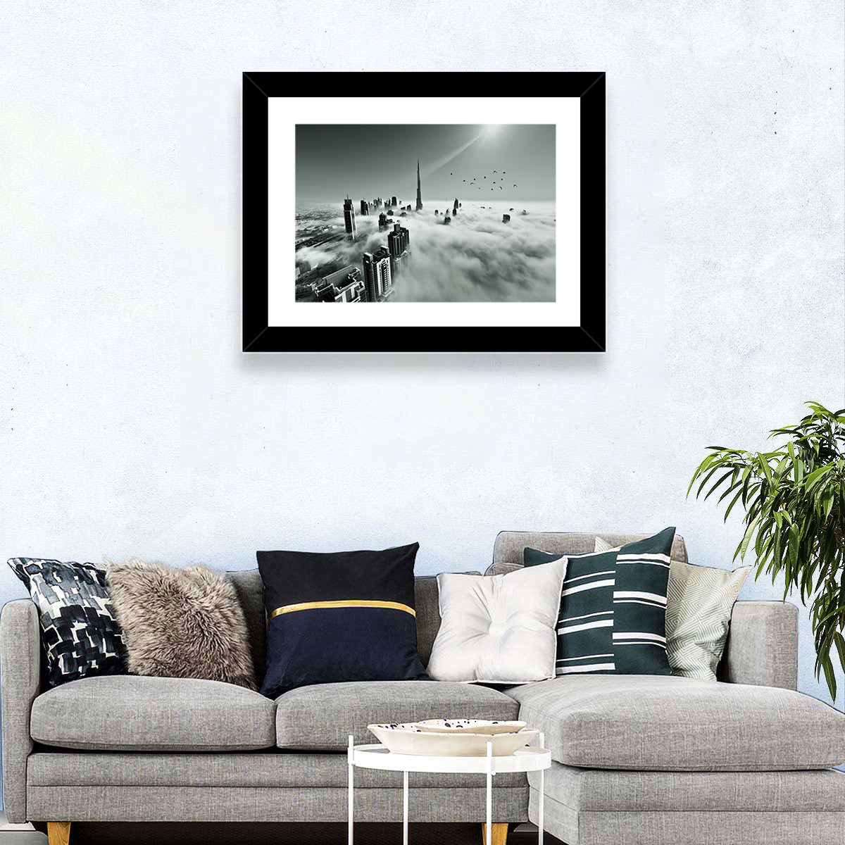 Burj Khalifa Rising Through Morning Fog Wall Art