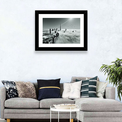 Burj Khalifa Rising Through Morning Fog Wall Art