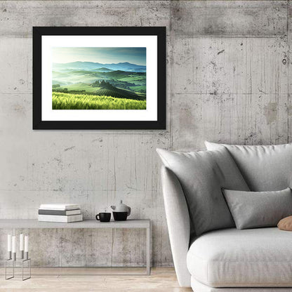 Misty Rolling Hills with Cypresses Wall Art