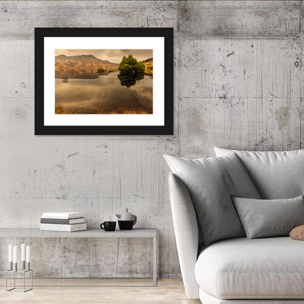 Lake Kaweah Golden Hour Reflection Wall Art