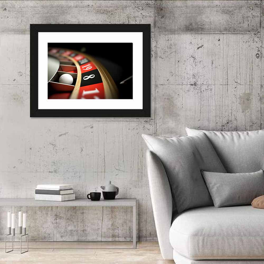 Roulette Wheel Closeup with White Ball Wall Art