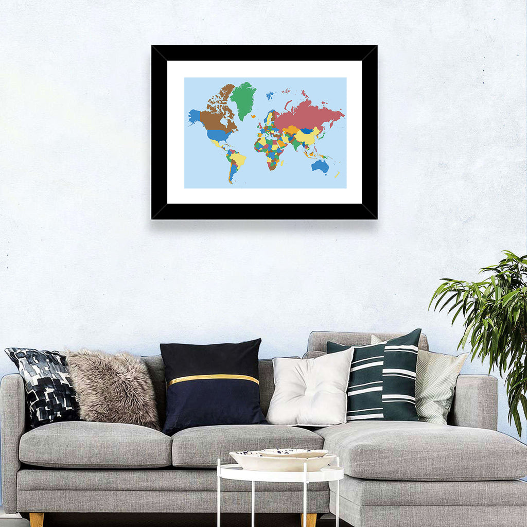 Colorful World Map Wall Art