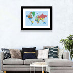 Colorful World Map Wall Art