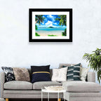Palm-framed Tropical Island Beach Wall Art