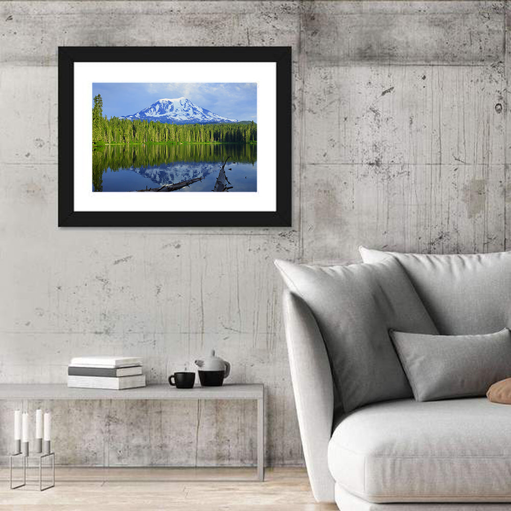Mount Adams Reflection at Takhlakh Lake Wall Art in a room, landscape