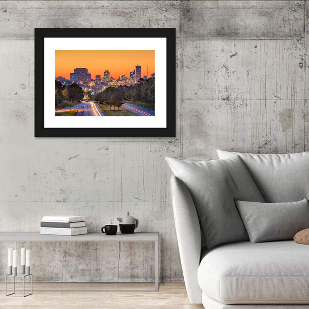 Jackson Downtown Skyline Wall Art in a room, landscape