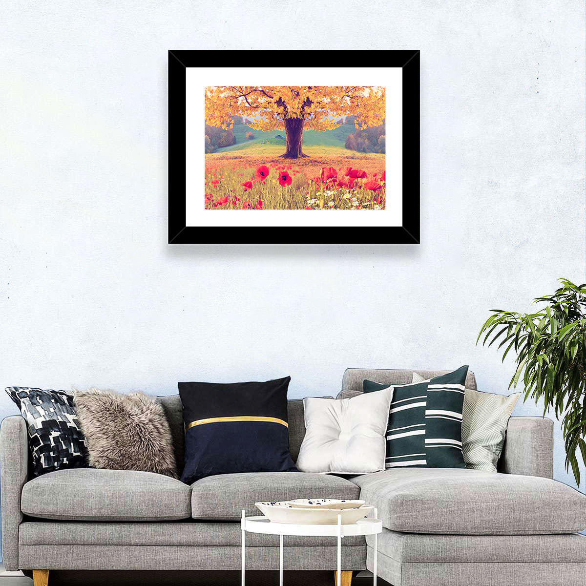 Autumn Tree and Poppy Field Wall Art