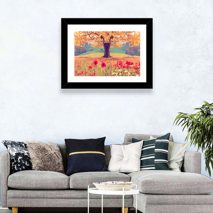 Autumn Tree and Poppy Field Wall Art