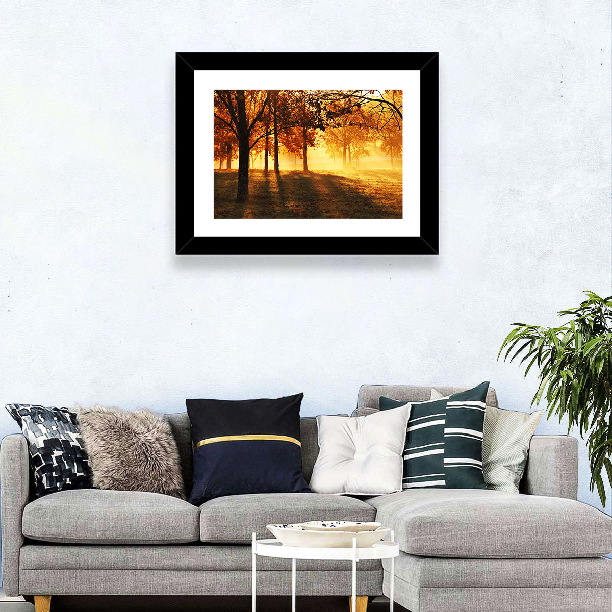 Autumn Sunbeams Through Fog Wall Art