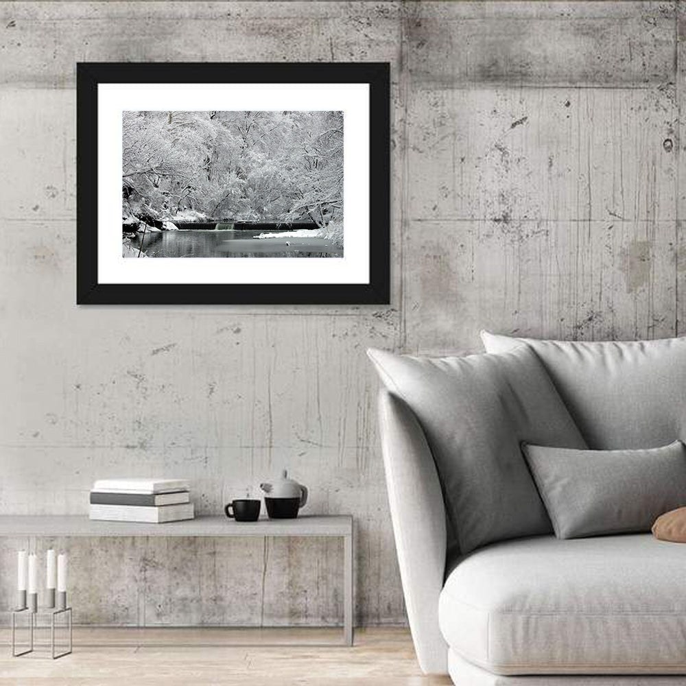 Fairmount Park Winter Spillway Wall Art in a room, landscape