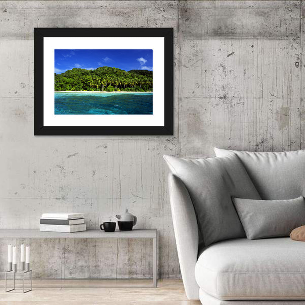 Turquoise Tropical Island Scene Wall Art