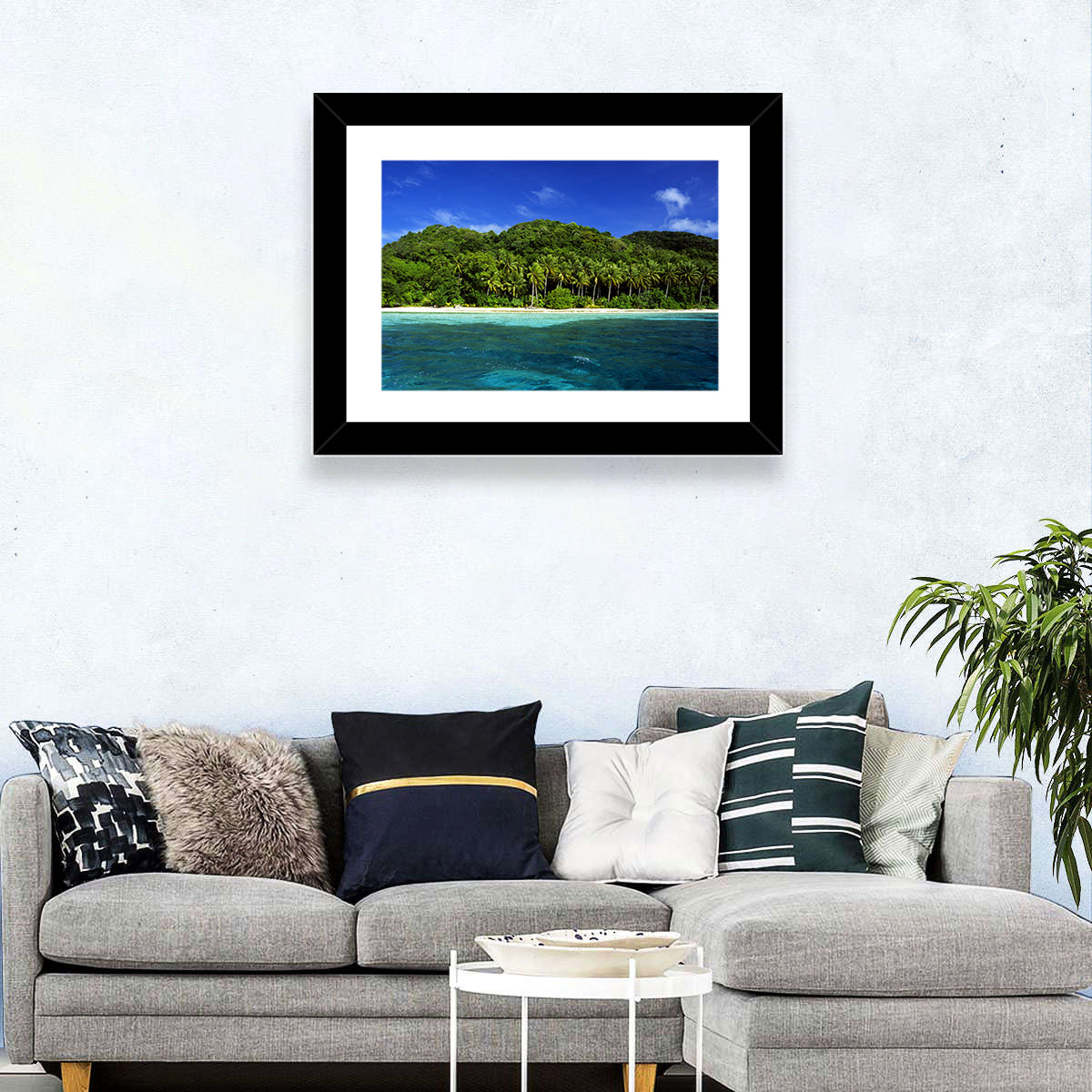 Turquoise Tropical Island Scene Wall Art