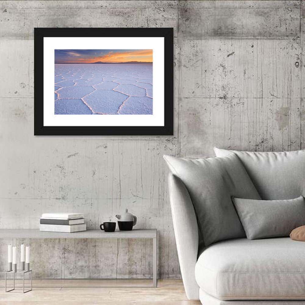 Salar De Uyuni Sunrise Wall Art in a room, landscape