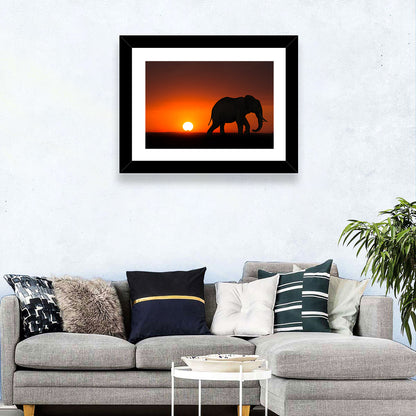Sunset Elephant Silhouette Wall Art