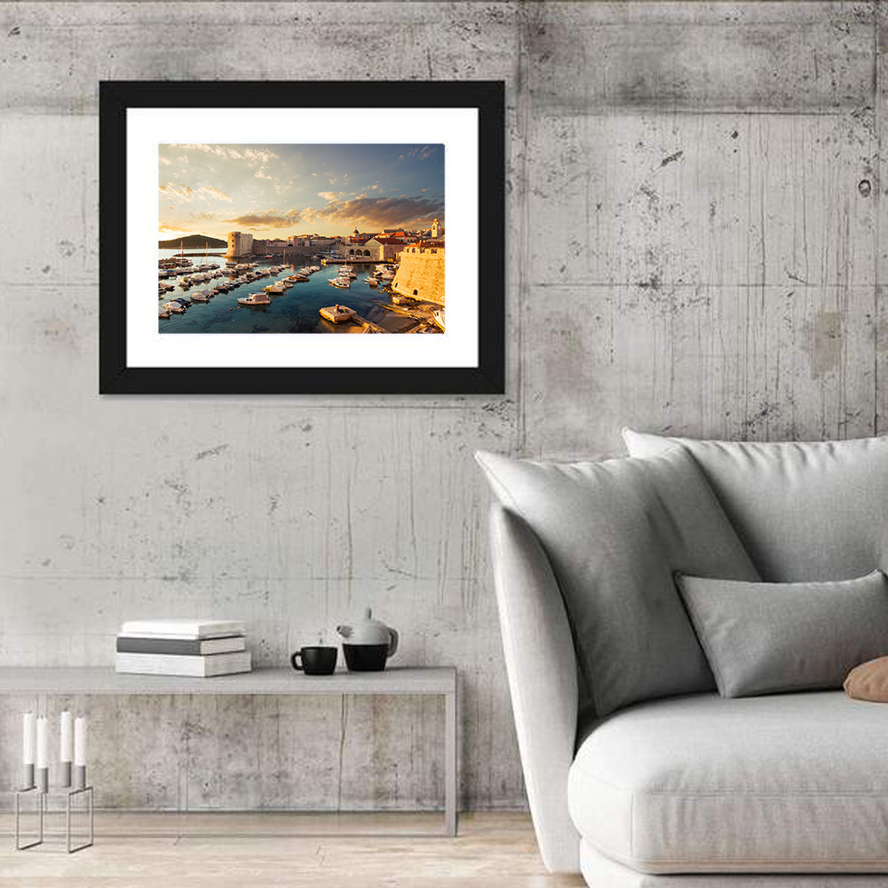 Dubrovnik Old Port at Golden Hour Wall Art