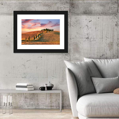 Tuscan Hilltop Road at Dusk Wall Art