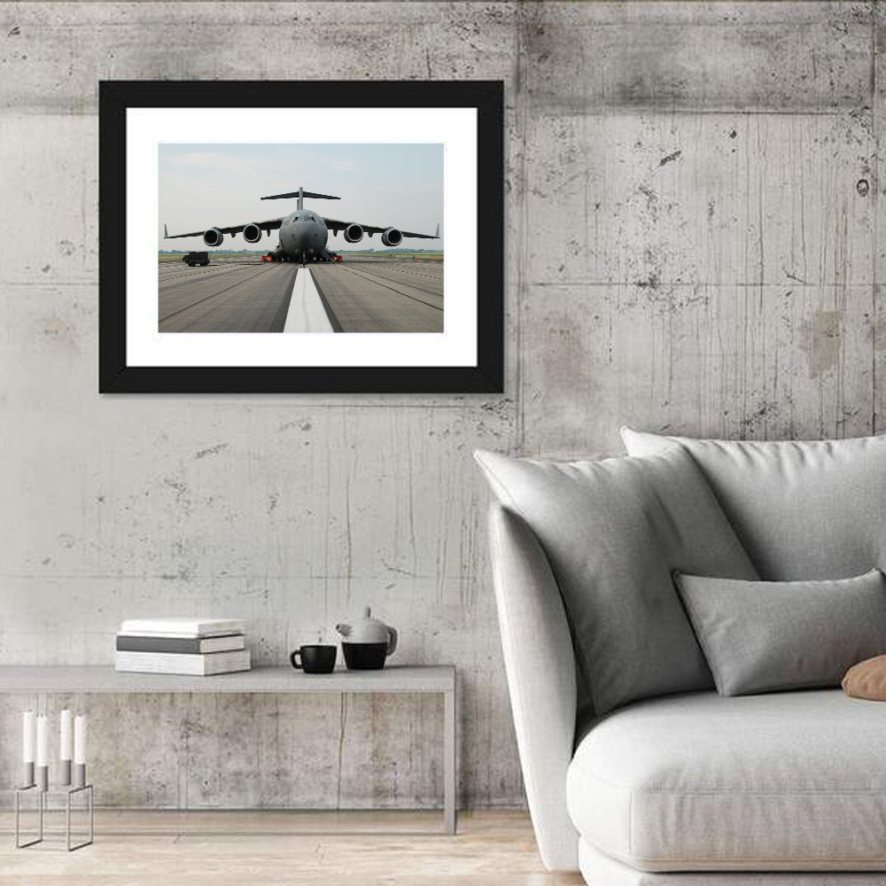 C-130 on Runway Wall Art in a room, landscape