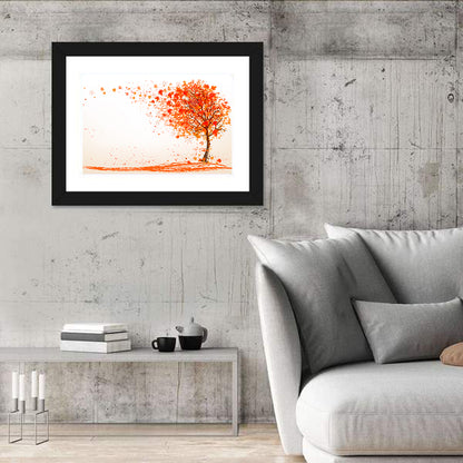 Autumn Tree with Falling Leaves Wall Art