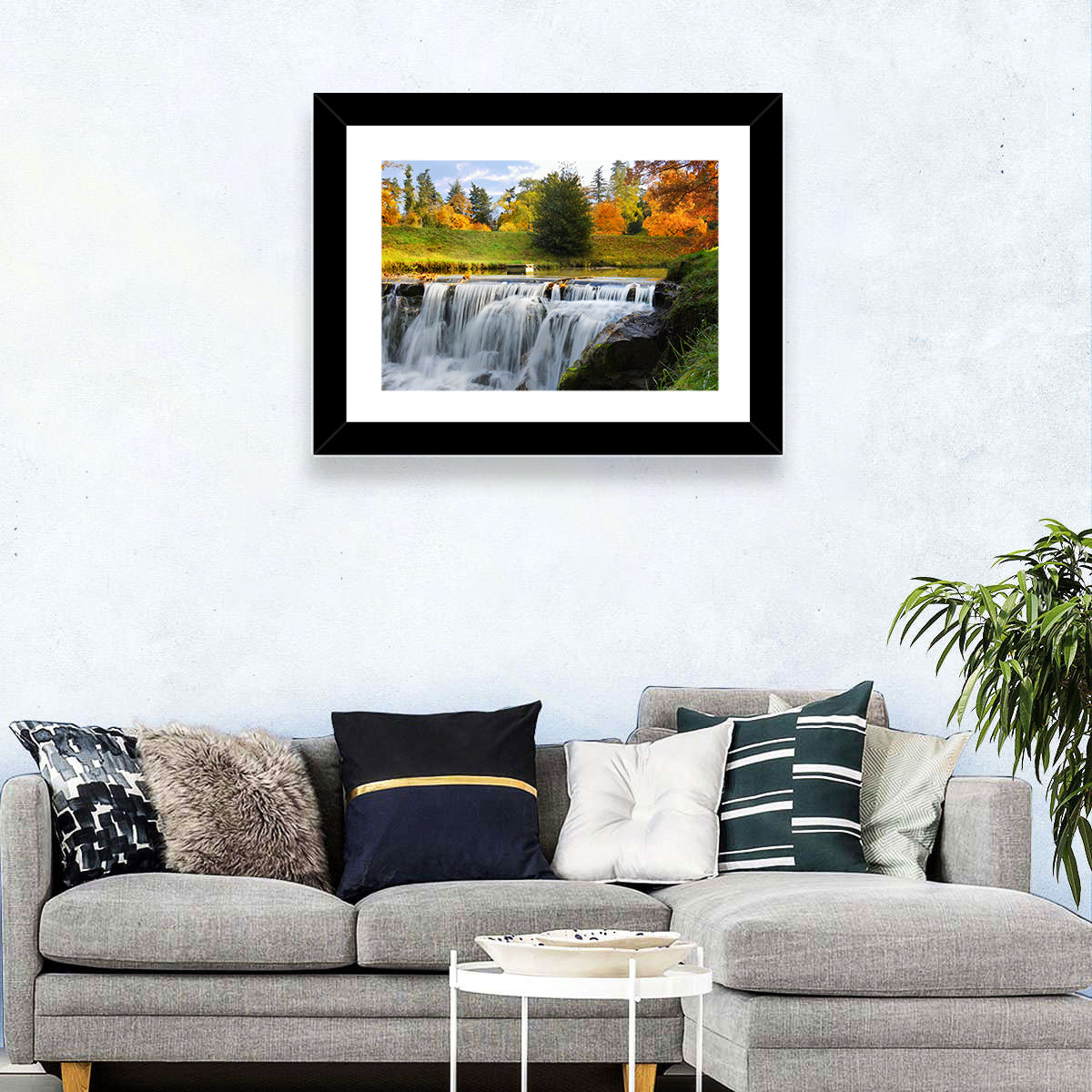 Autumn Forest Waterfall Wall Art