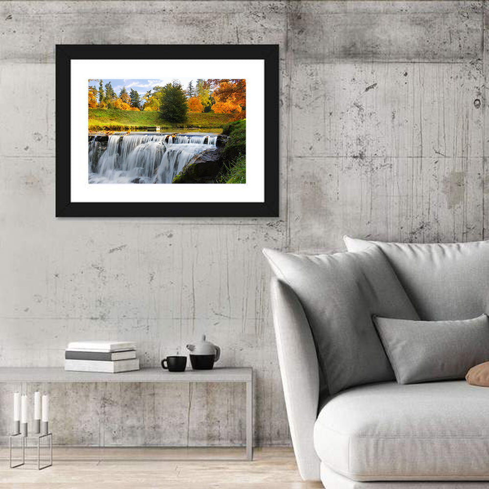 Autumn Forest Waterfall Wall Art