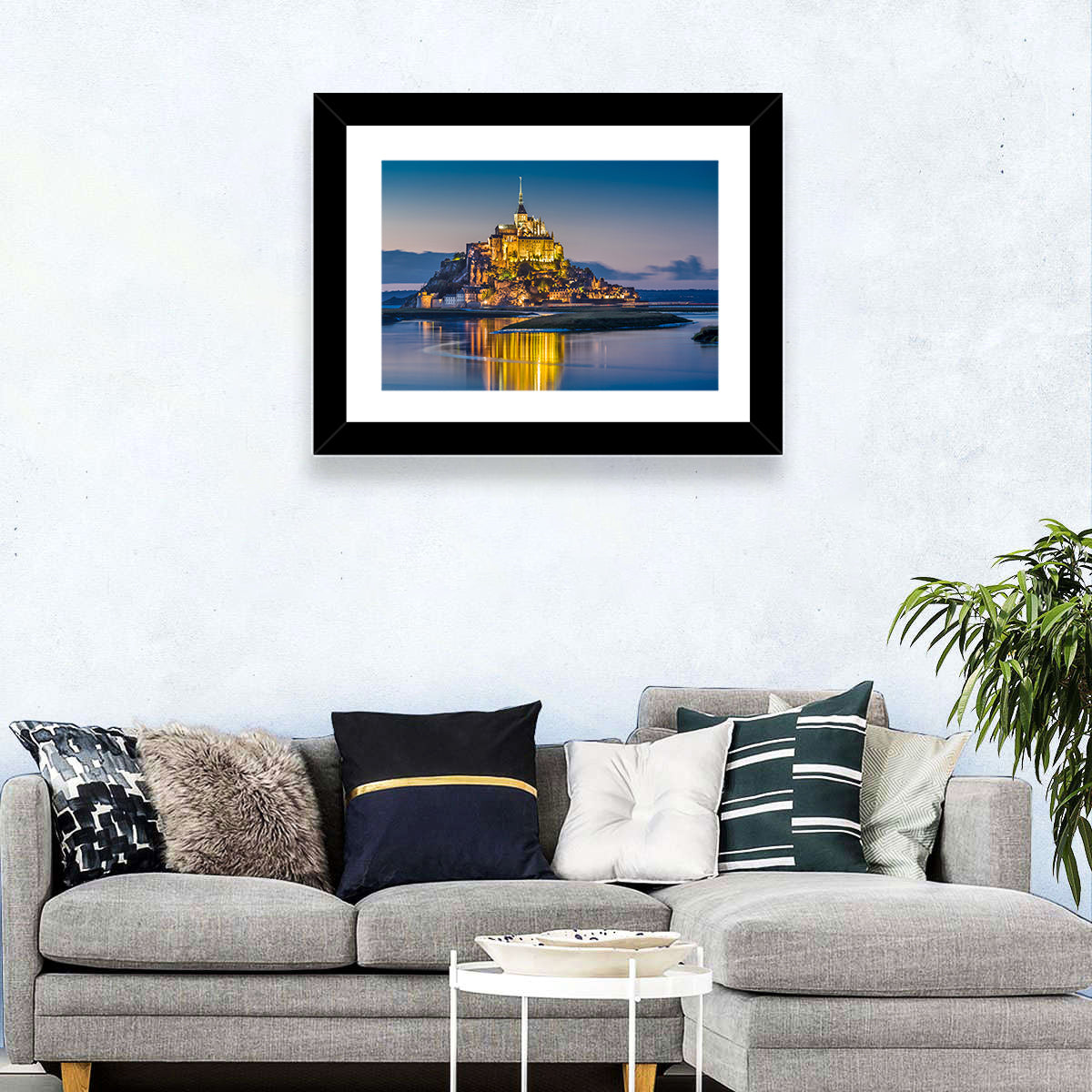 Mont Saint-michel at Dusk Wall Art in a room, landscape