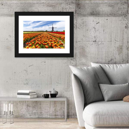 Windmill Over Tulip Fields Wall Art