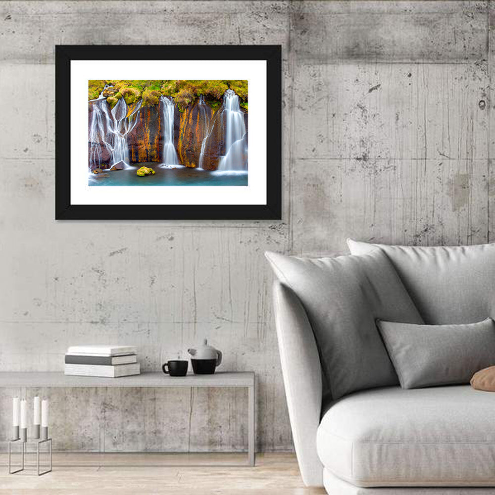 Hraunfossar Falls Wall Art in a room, landscape