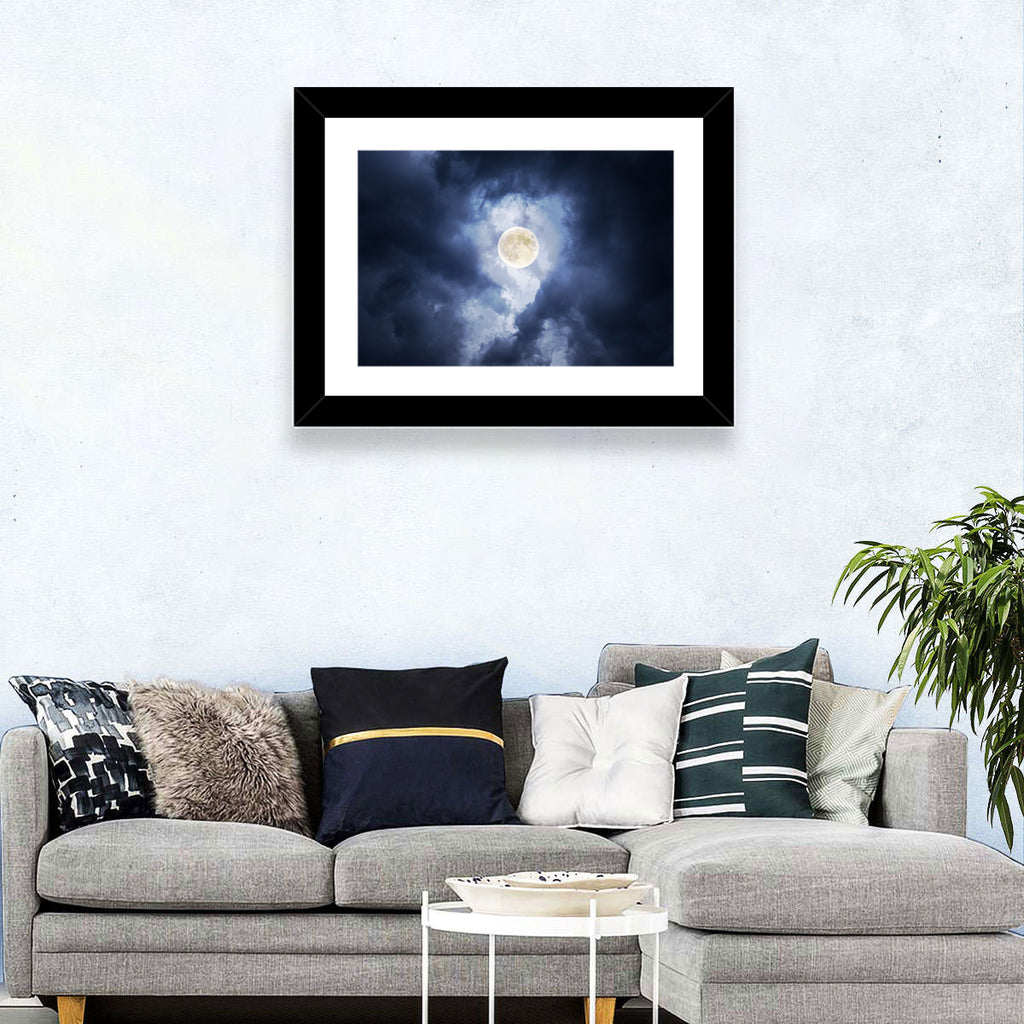 Supermoon Through Storm Clouds Wall Art