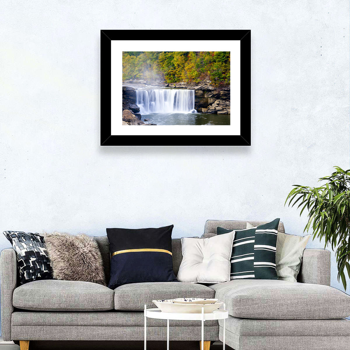 Cumberland Falls Long Exposure Wall Art in a room, landscape