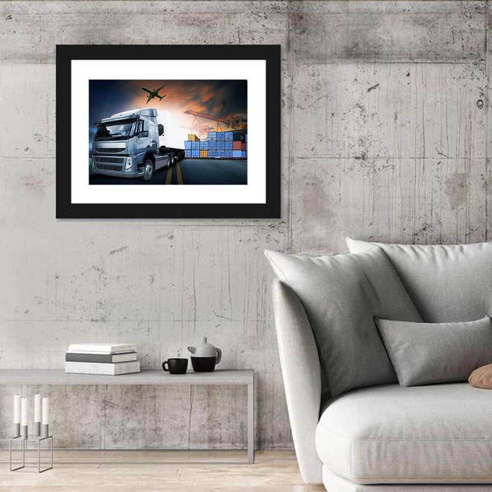Sunset Freight Terminal Truck Scene Wall Art