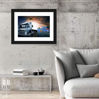 Sunset Freight Terminal Truck Scene Wall Art