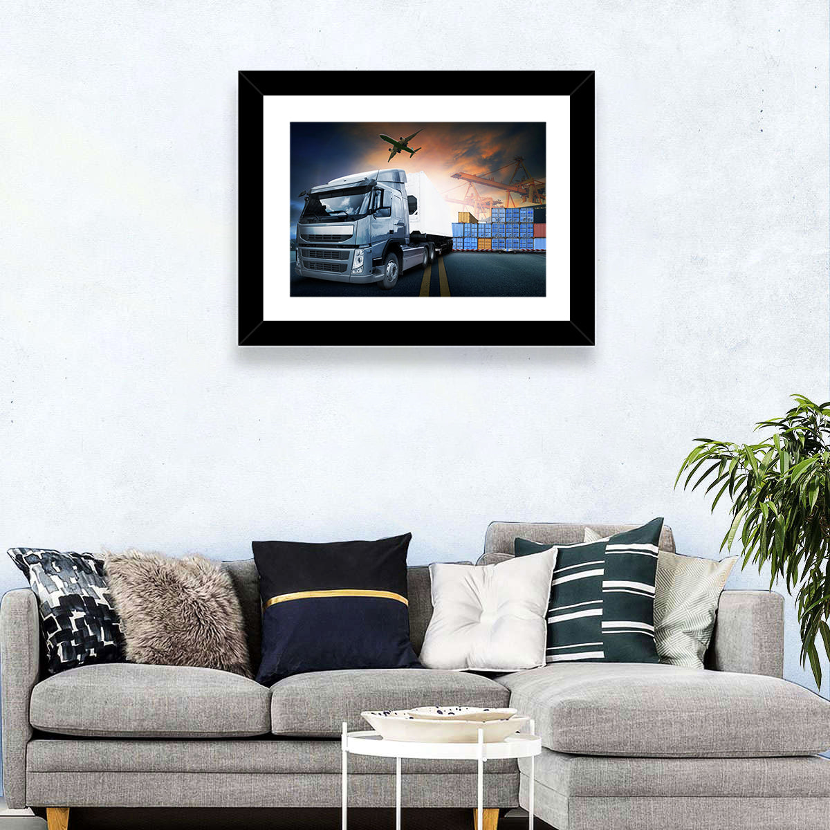 Sunset Freight Terminal Truck Scene Wall Art