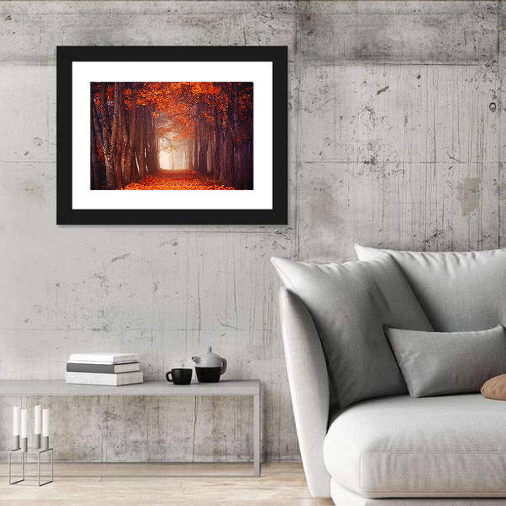 Misty Autumn Forest Path Wall Art