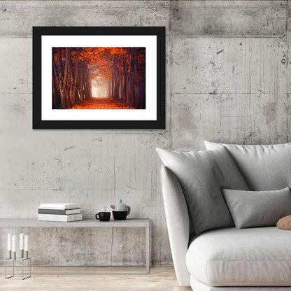 Misty Autumn Forest Path Wall Art
