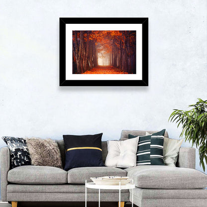 Misty Autumn Forest Path Wall Art