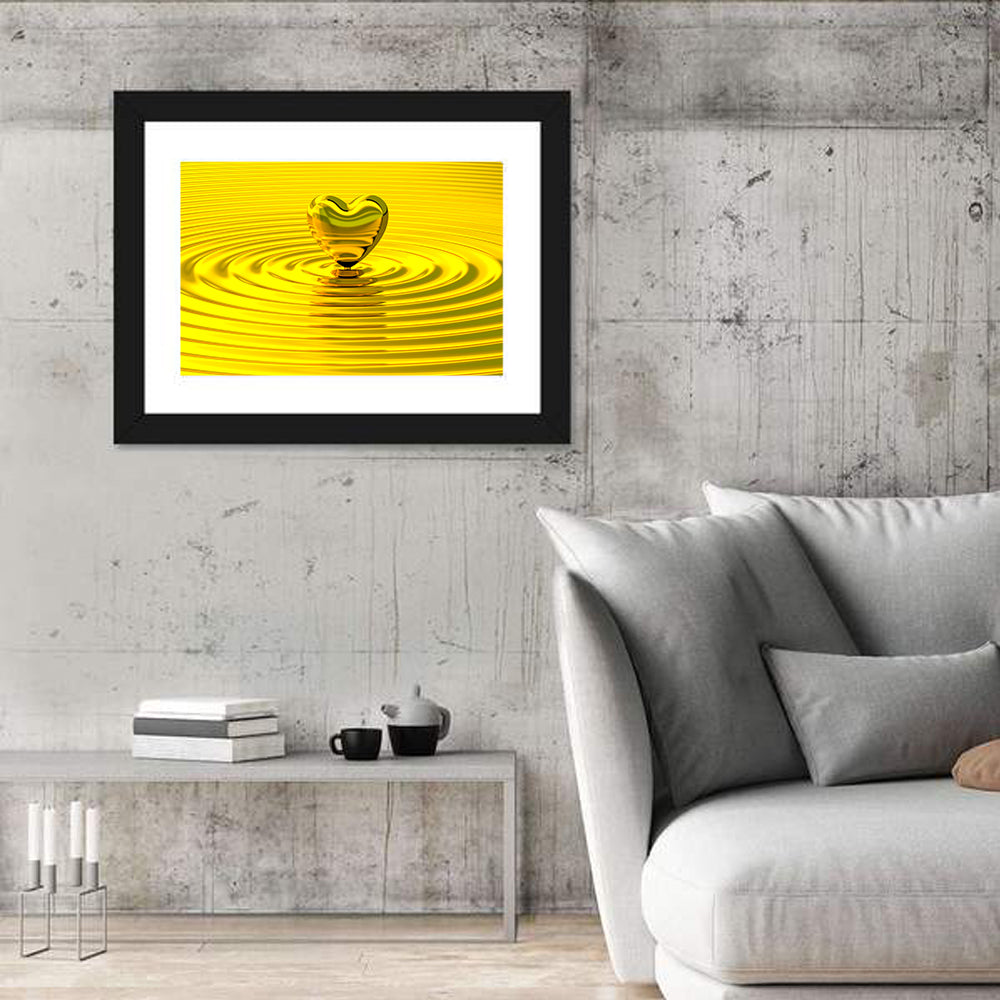 Golden Heart Ripples Wall Art in a room, landscape