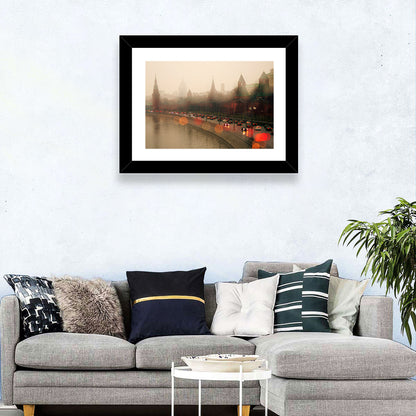 Foggy Moscow Kremlin at Dusk Wall Art