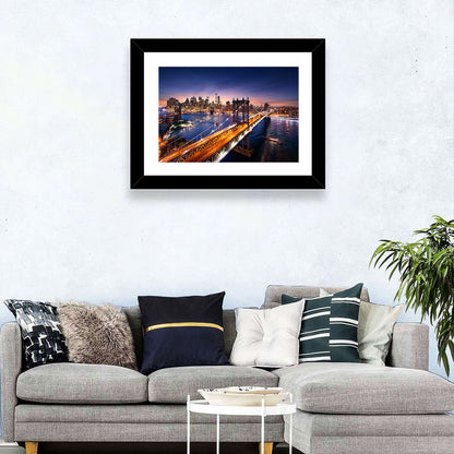 Sunset Over Manhattan Bridges Wall Art