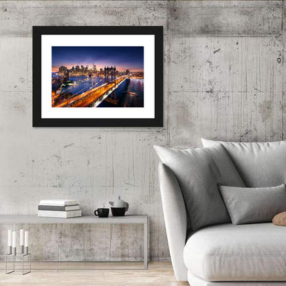 Sunset Over Manhattan Bridges Wall Art