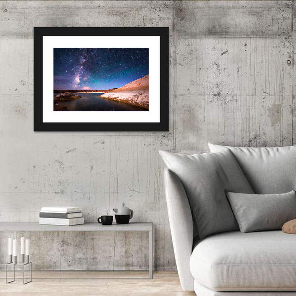 Lake Powell Night Sky Wall Art in a room, landscape