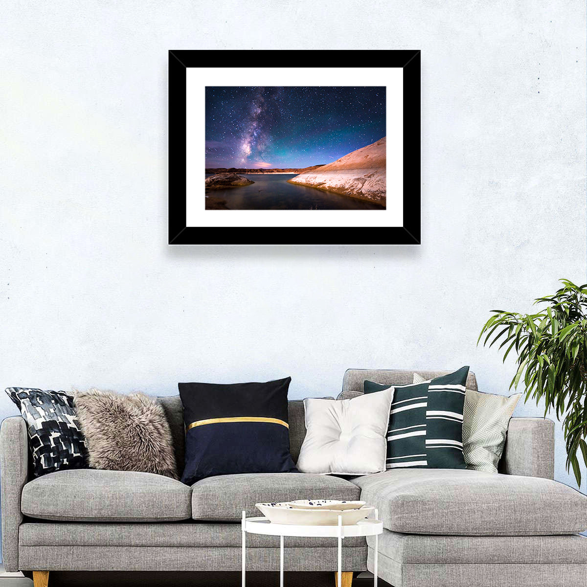 Lake Powell Night Sky Wall Art in a room, landscape