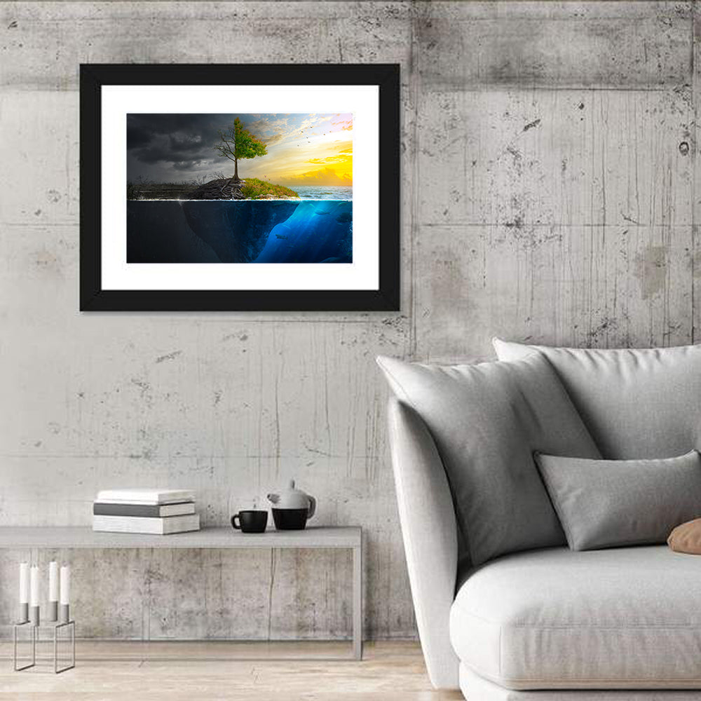 Split Island Tree of Duality Wall Art