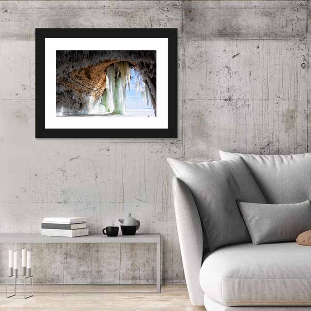 Ice Cave Over Frozen Shoreline Wall Art