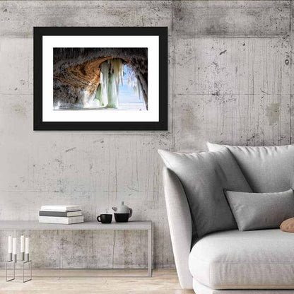 Ice Cave Over Frozen Shoreline Wall Art