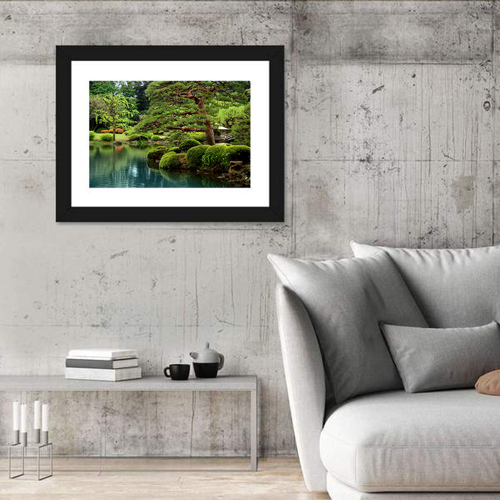 Pond & Bonzai Trees Wall Art