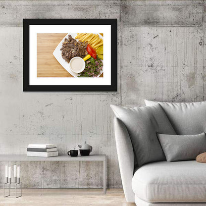 Shawarma and Fries Flat Lay Wall Art