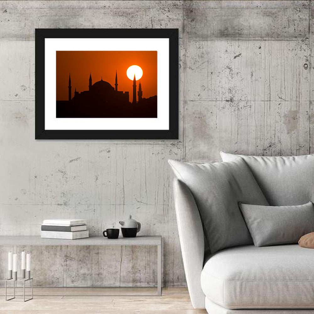 Hagia Sophia Silhouette at Sunset Wall Art